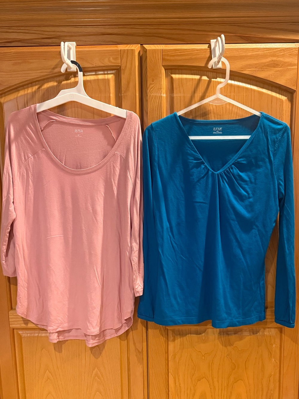 Lot of 2 a.n.a. A New Approach Tops Pink and Blue Long Sleeve Tops Small